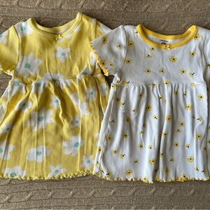 NWOT Gerber 2pc Baby Girl Dress Bundle, Yellow & White Floral, 18 Months